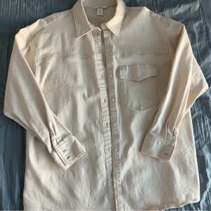 H&M Off-White Denim Button Down Shirt Jacket